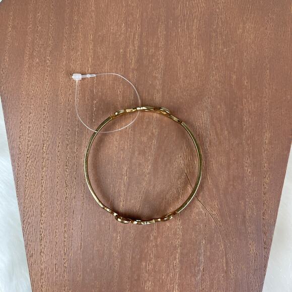 💕 NWOT Gold Tone LOVE Cursive Bangle Bracelet Size OS One Size - Picture 13 of 16